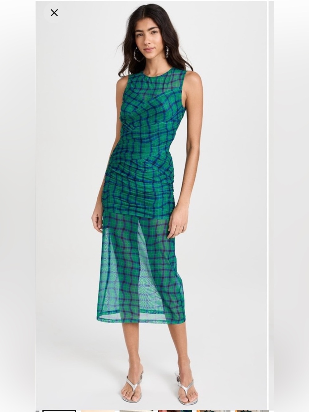 SIMON MILLER Sleeveless Green Plaid Midi Dress NWOT size Small Nuuly